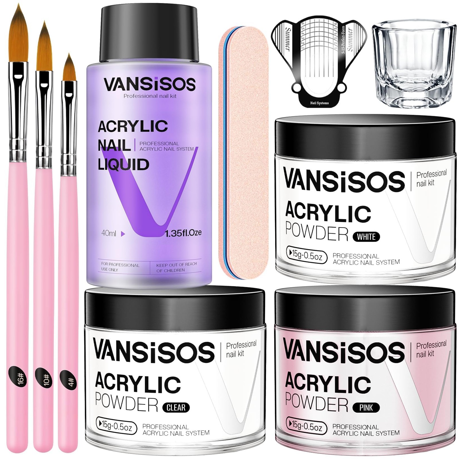 Acrylic Nail Kit for Beginners: Clear White Pink and Liquid Set Professional …