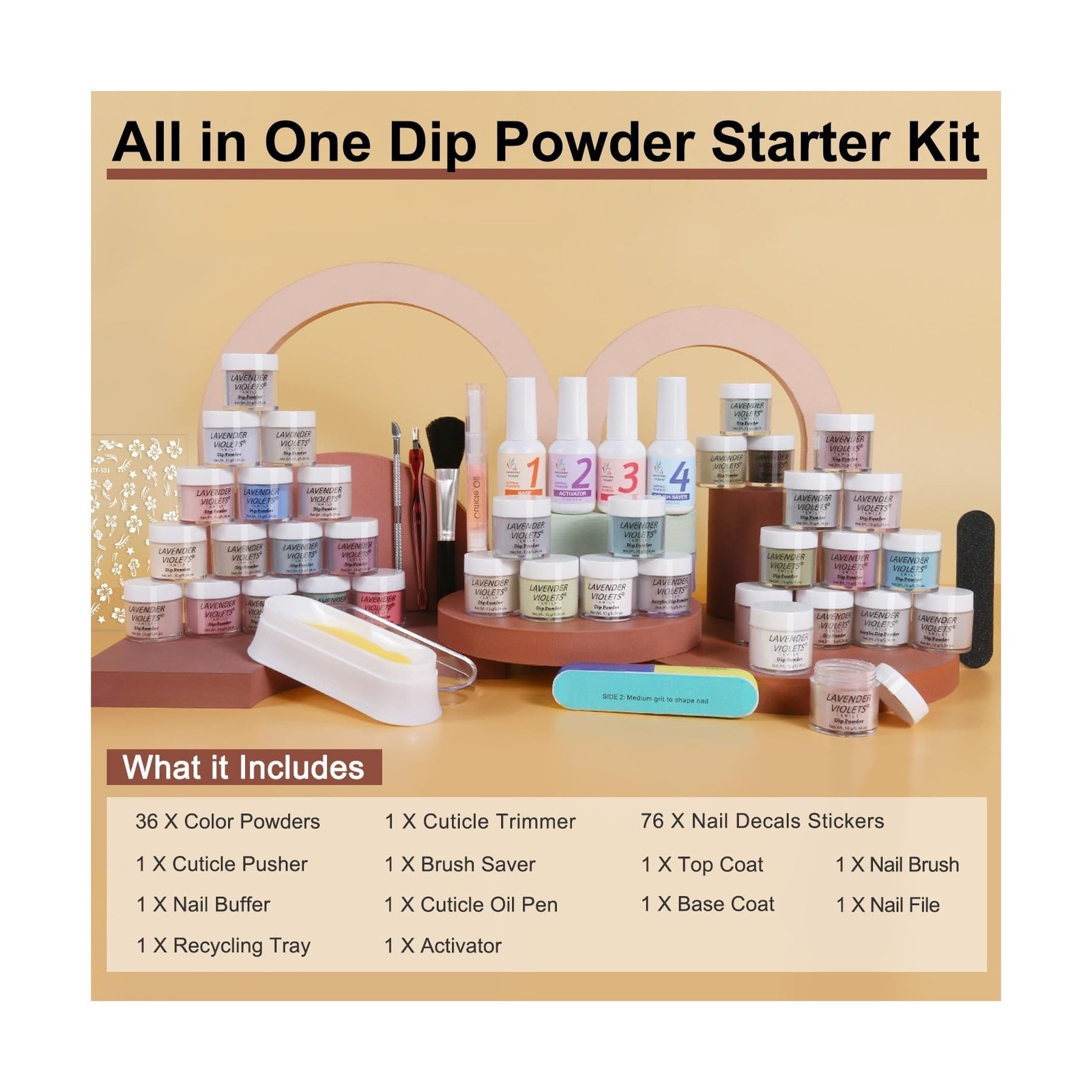 LAVENDER VIOLETS Dip Powder Nail Kit – 36 Colors Brown Green Blue R… Fast Ship