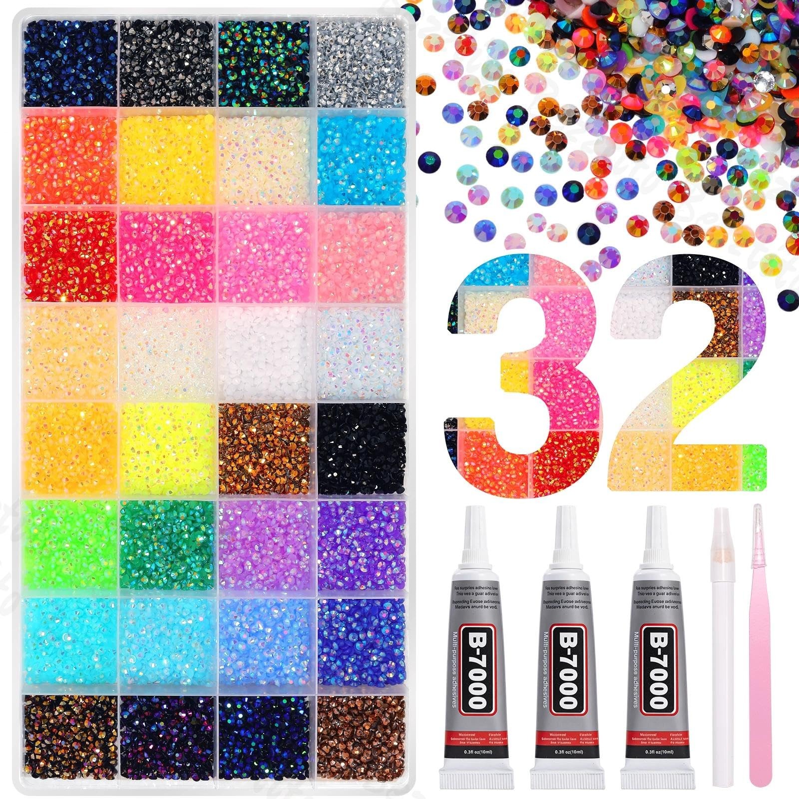 35000Pcs 3MM Colors Flatback Jelly Resin Rhinestones for Bedazzling, Bedazzle…