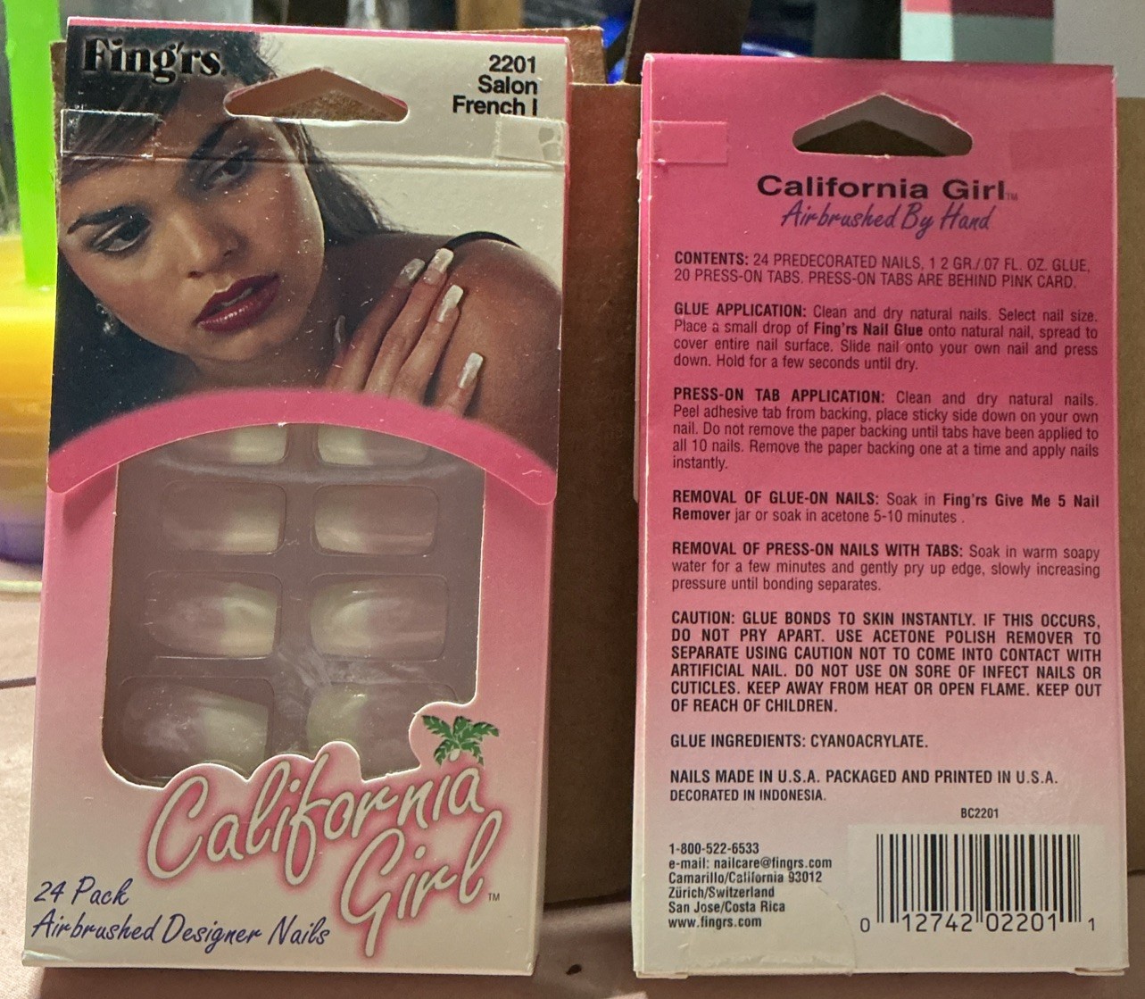 Lot of 2 Fing’rs California Girl Press On Nails 2201 Salon French I