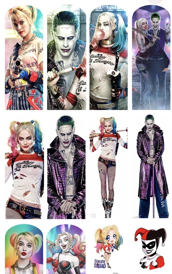 Joker Harley Quinn Psychedelic Halloween Nail Art decals Waterslide Nail Design