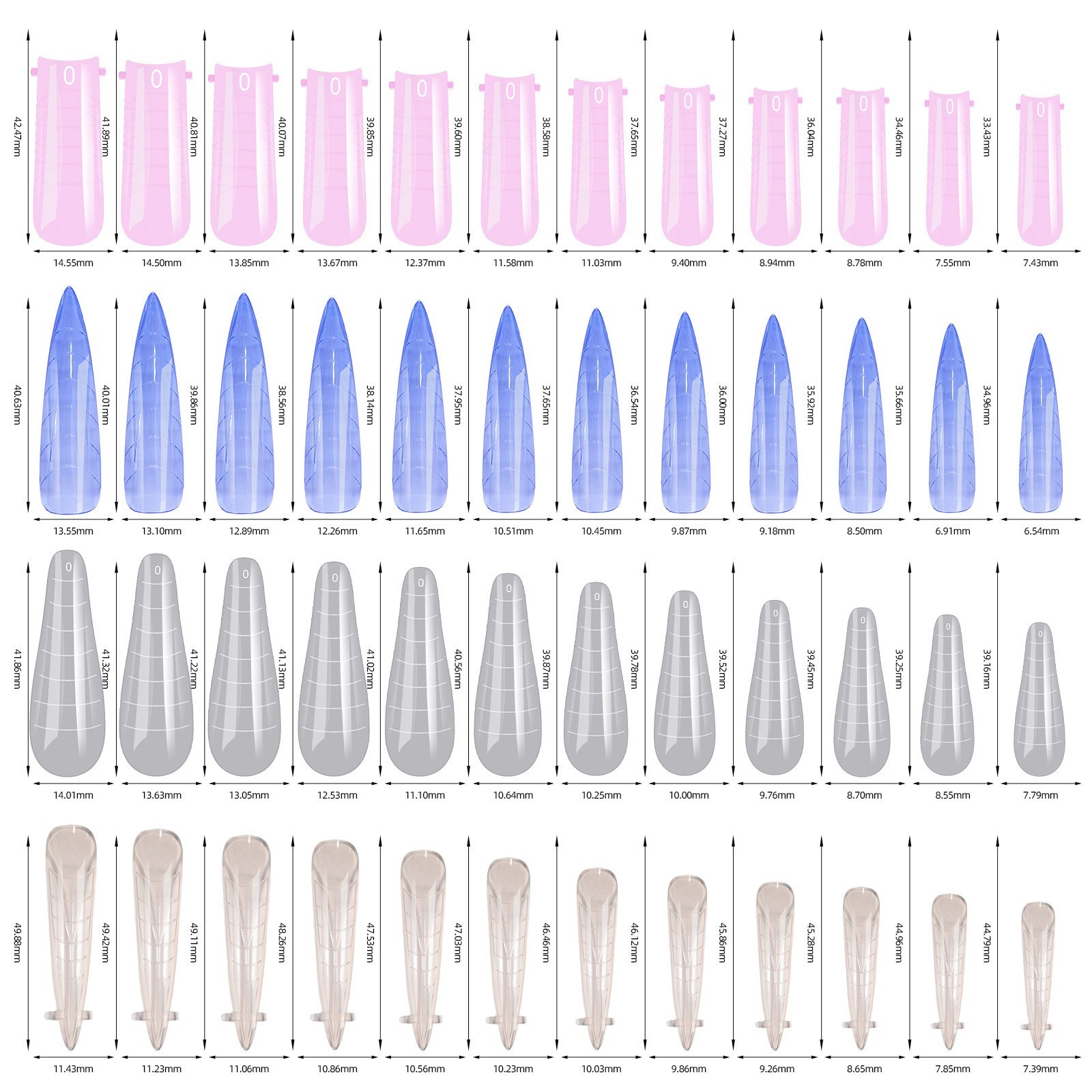 Various Colors Nail Form 144pcs Dual Forms Set for Poly Nail Gel Extension