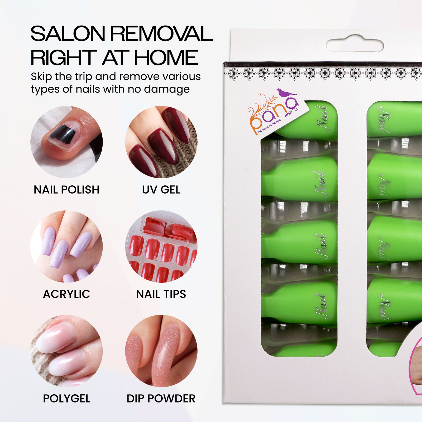 2pks High Quality Green Acrylic UV Gel Polish Remover Clip Cap Manicure Tool