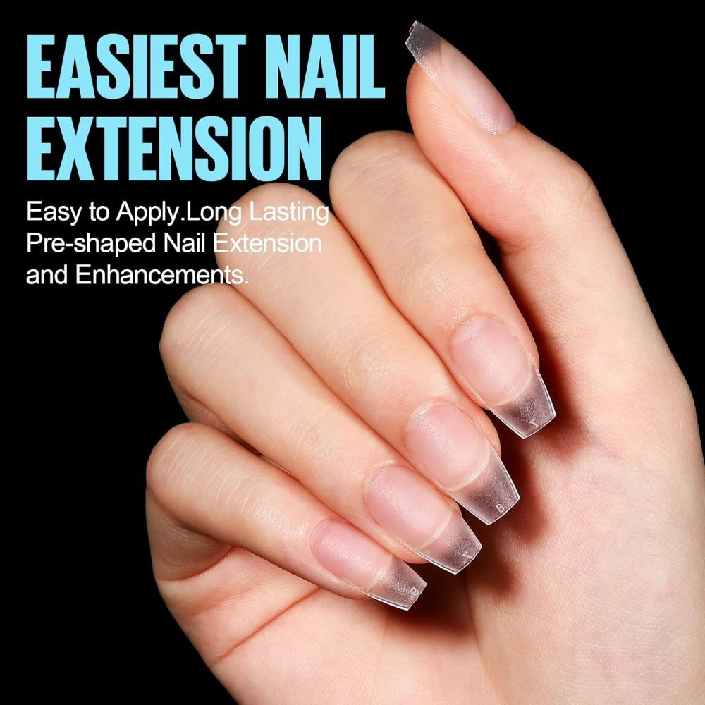 TOMICCA Short Coffin Nail Tips 450Pcs Soft Pre Shaped Gel Nail Tips