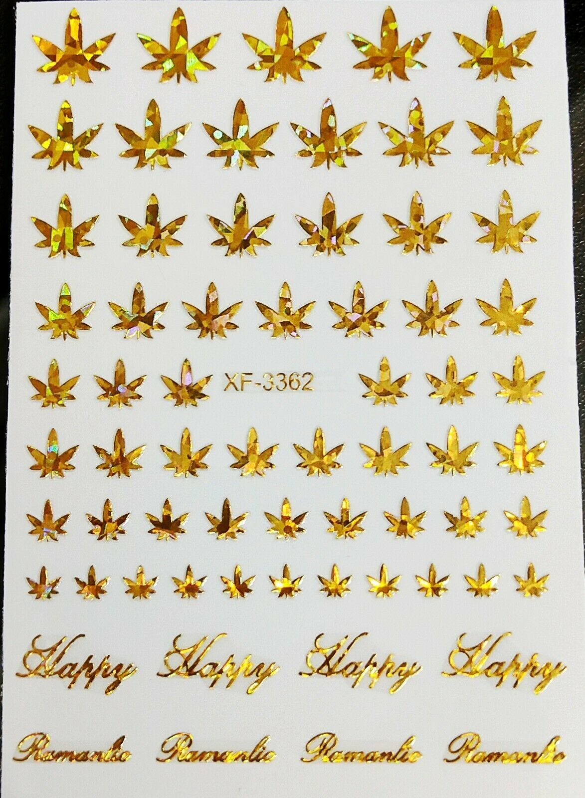 Cannabis Leaves Nails Stickers Glow In The Dark Pot Weed Marijuana Decals NH15