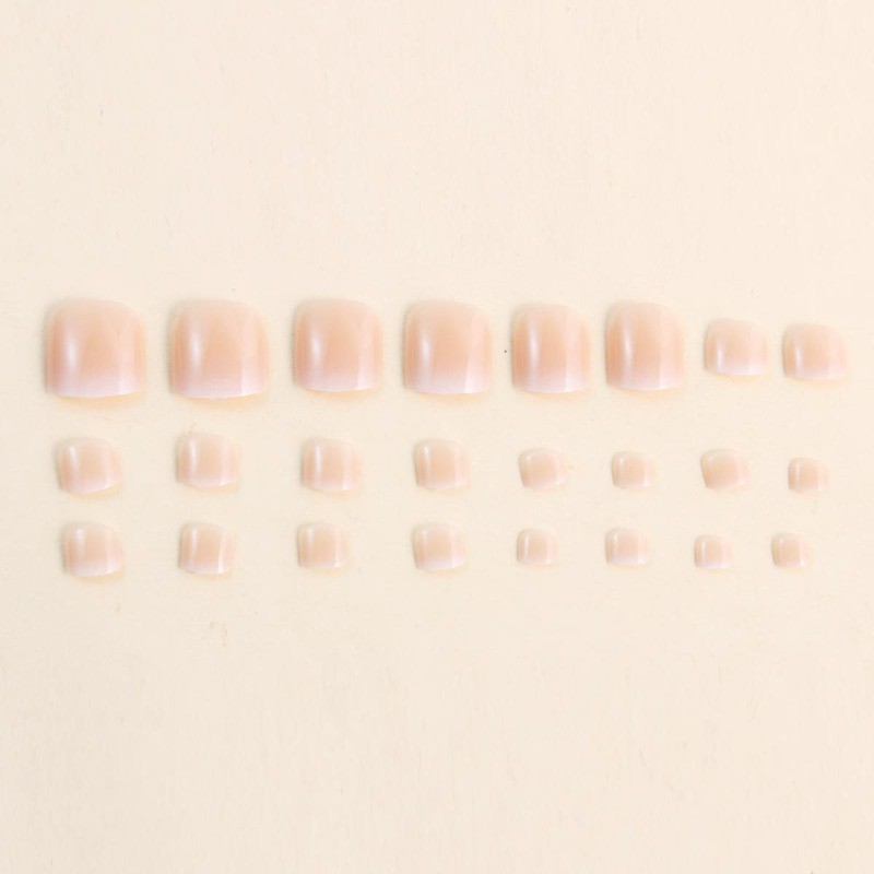 48P Short Square Toe Press on Nails, Nude Pink Ombre Simple Fake Toenails