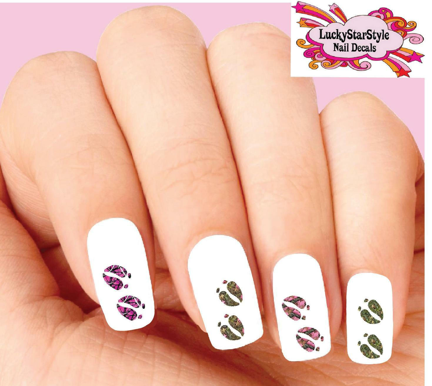 Waterslide Nail Decals Set of 20 – Camo Deer Tracks Assorted