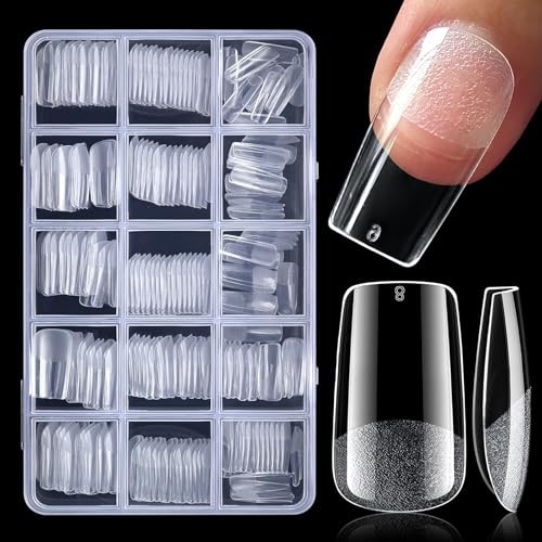 Nail Tips, 480pcs Soft Gel Nail Tips Square Shape Fake Clear Medium Square