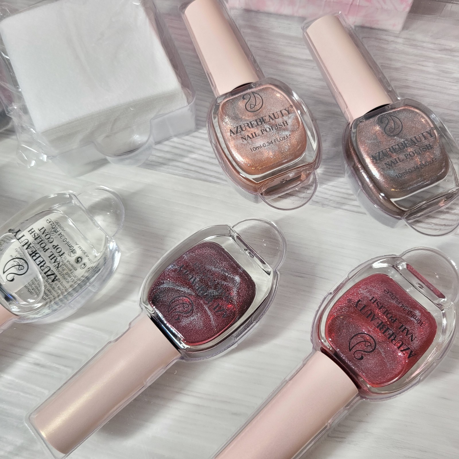 AZUREBEAUTY Nail Polish Bundle- 40 Pcs Clear Nail Color Sticks & Deco Press Nail
