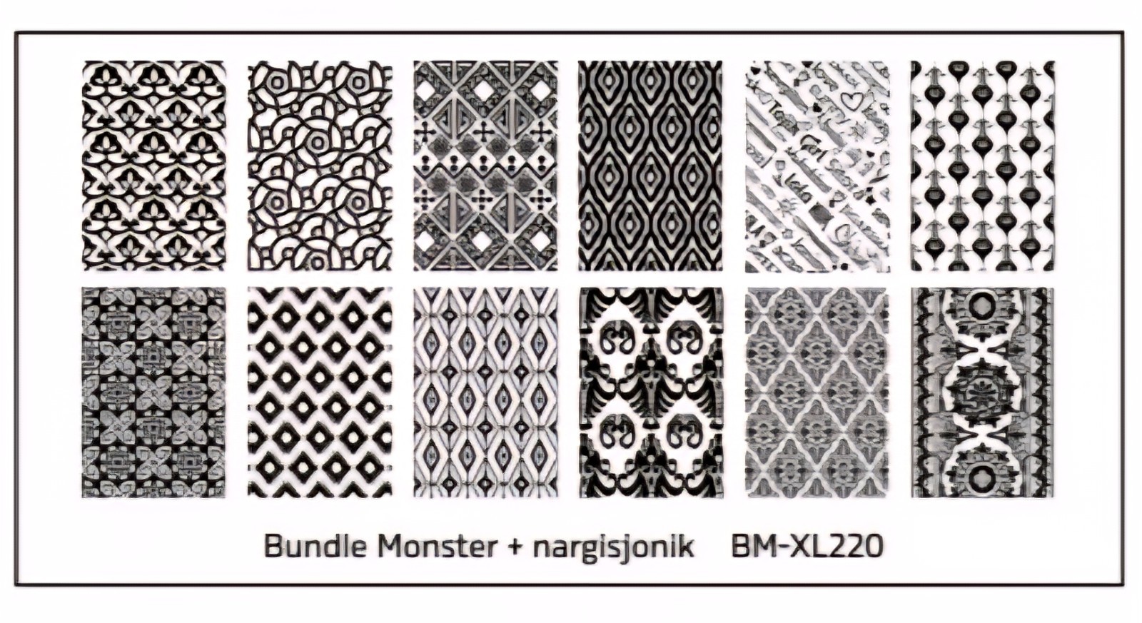 BM-XL220 Bundle Monster + Nargisjonic Maniology Art Collab Nail Stamp Plate HTF