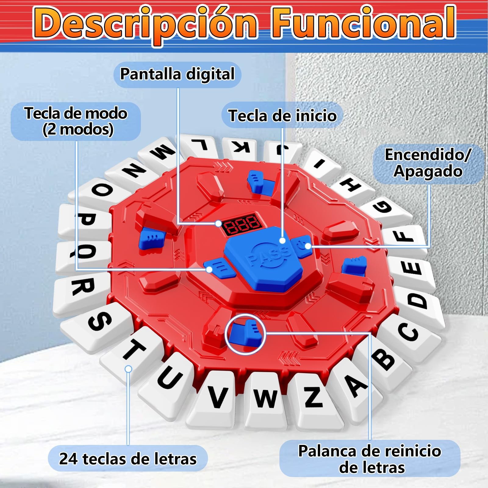Resflycheng Juego de Mesa en Español con Pantalla Digital y 2 Small, Red