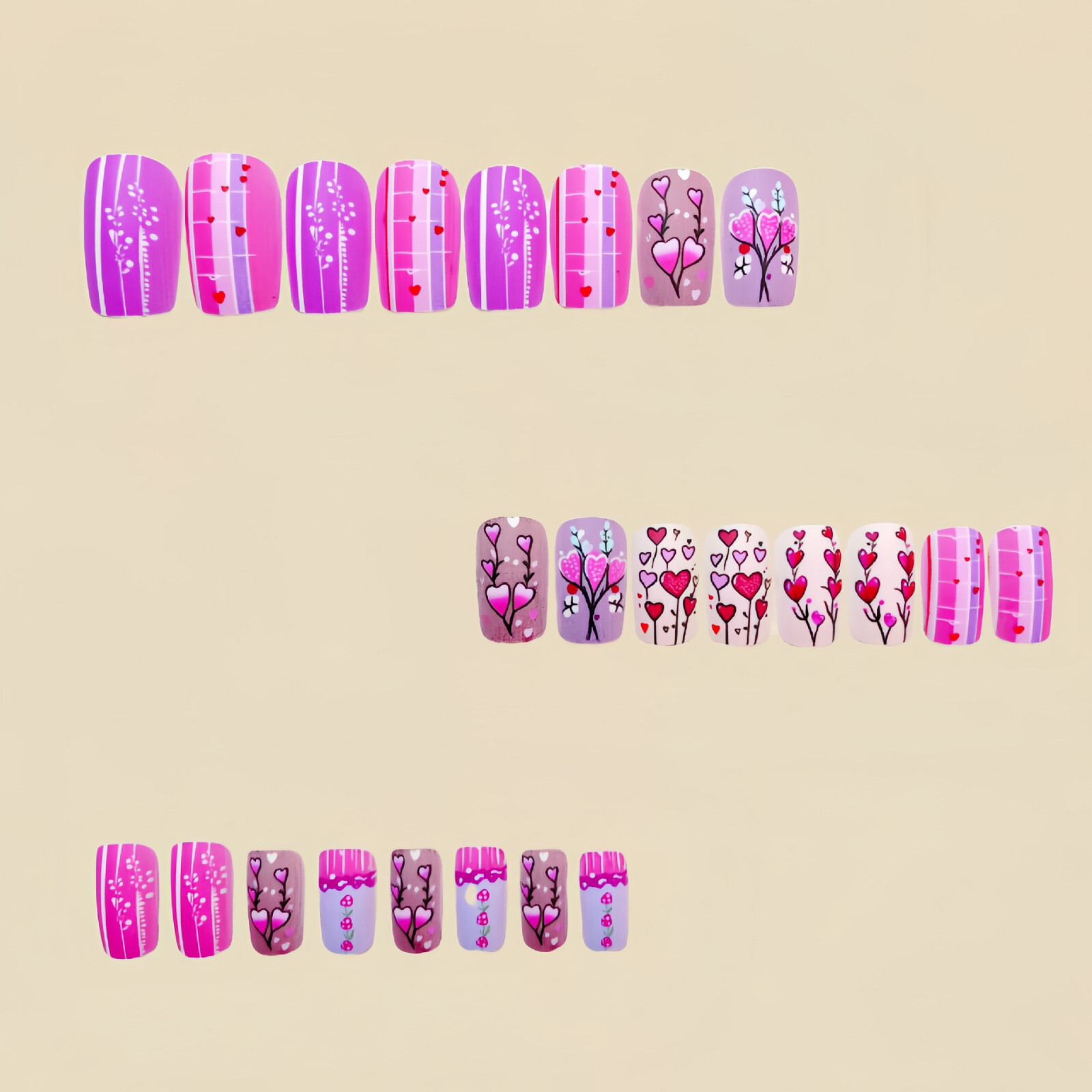 4 set （24Pcs/set ）Purple color False Nail Art Full Cover Artificial Fake Nails