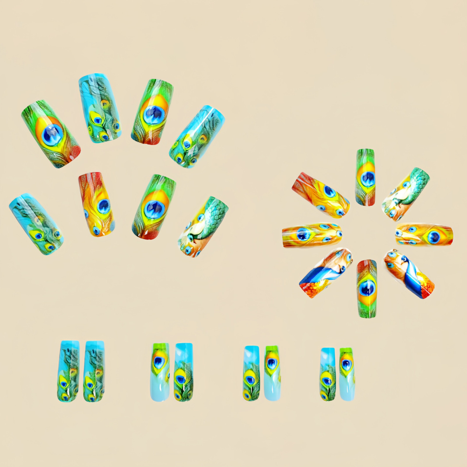 4 set （24Pcs/set ）Retro Style False Nail Art Full Cover Artificial Fake Nails