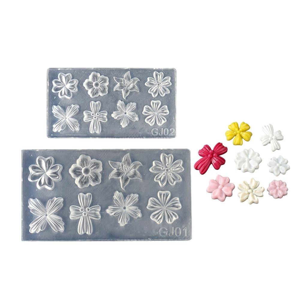 2PCS DIY Silicone Nail Art Moulds Flower Texture Template for Beauticians Salon