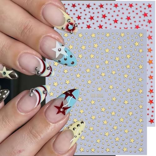 10 Sheets Star Nail Stickers for Nail Art 3D Self Star Nail Stickers-15