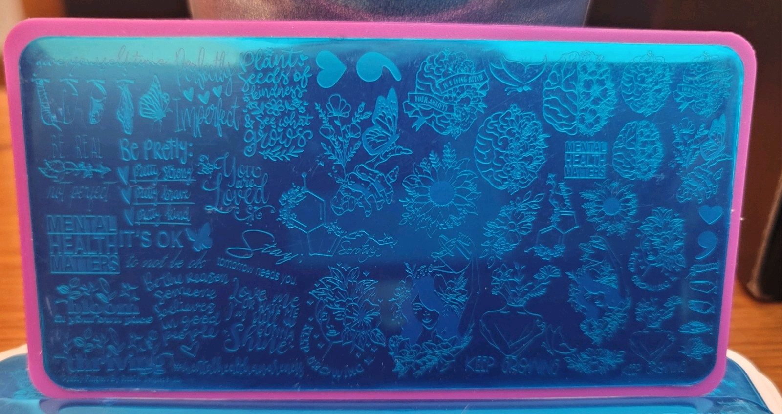 🤕🧠🤯🩹Pretty Fingers By Robin Self Love Mental Health Nail Stamping Plate