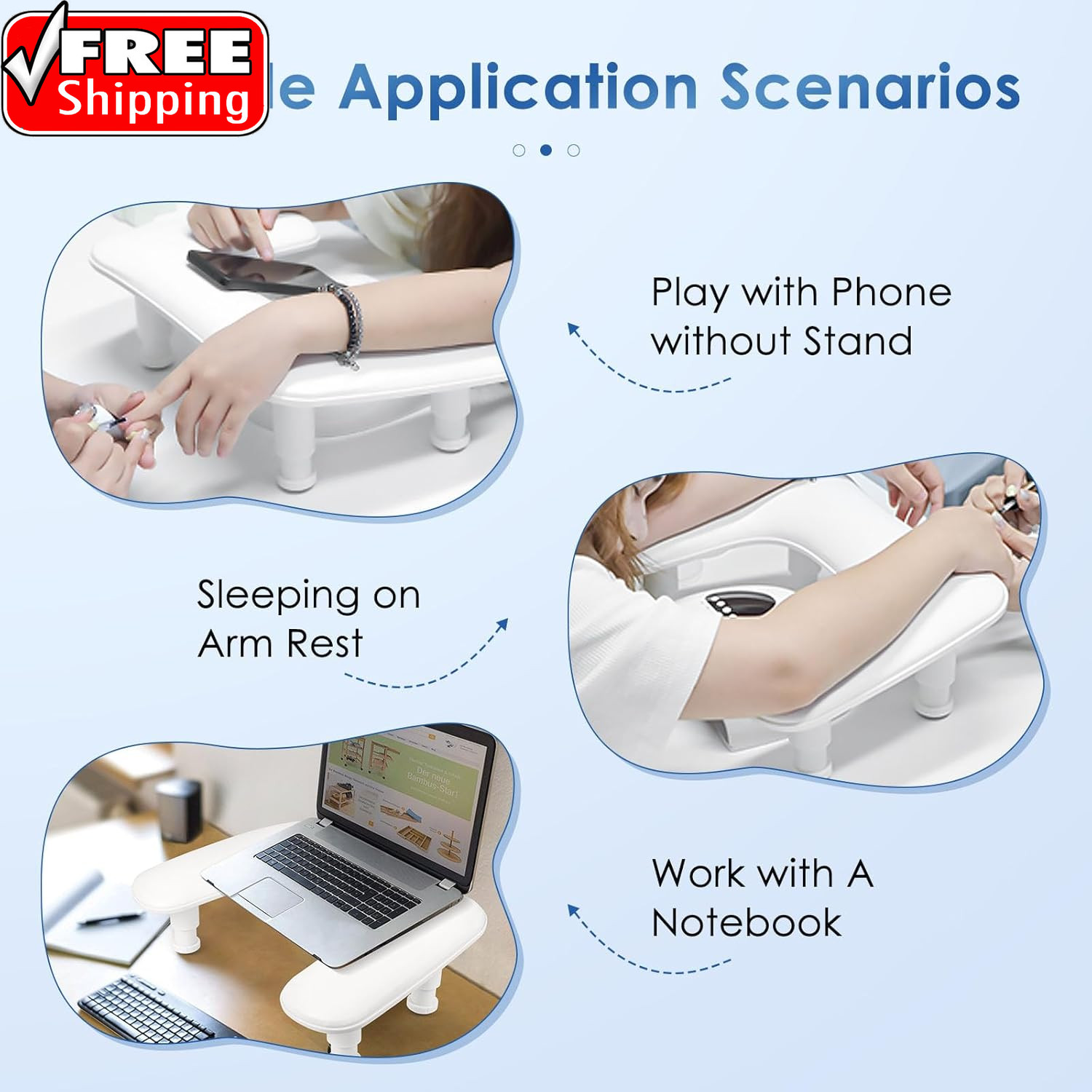 Arm Rest for Nails Tech: U-Shaped Adjustable Nail Armrest | PU Leather Manicure
