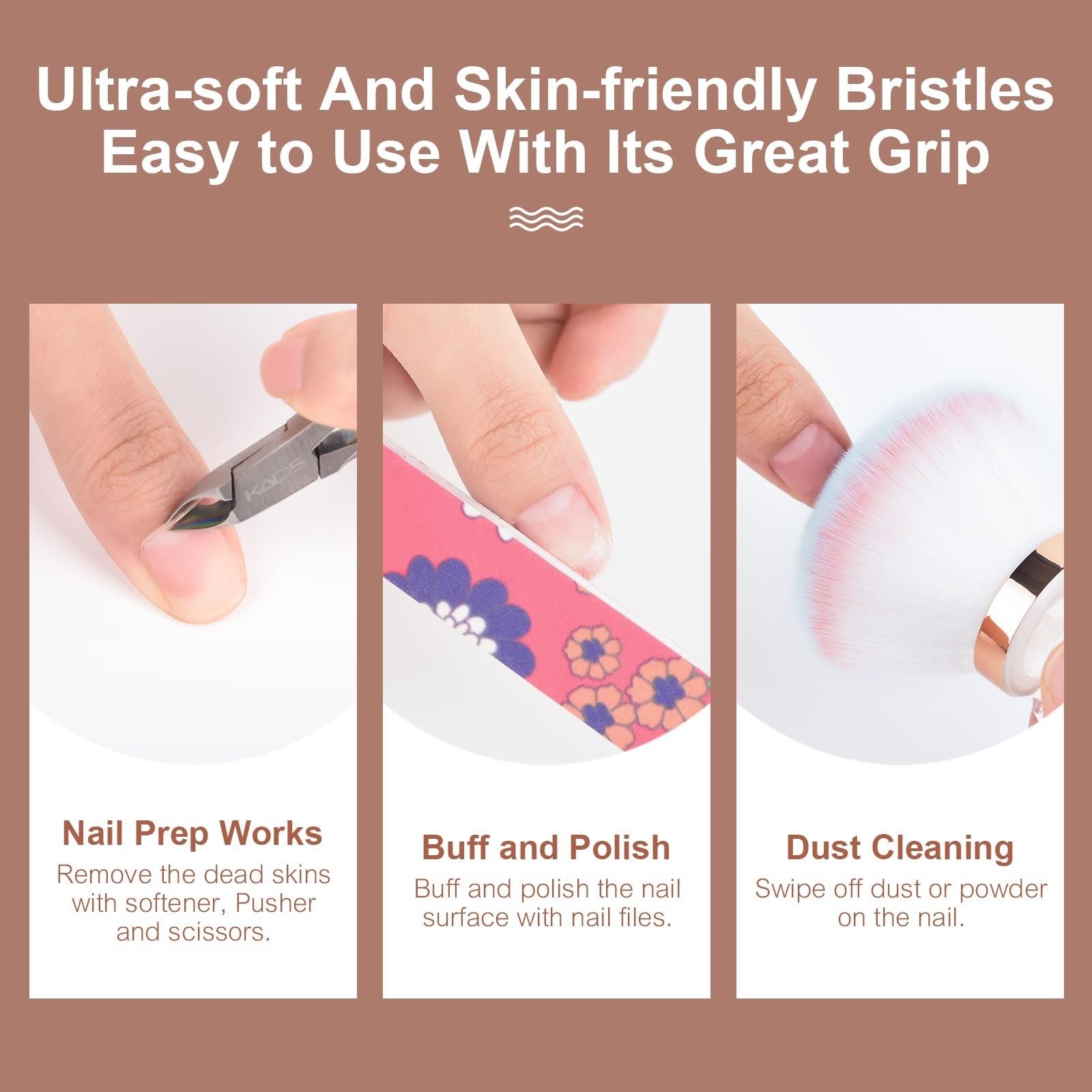 KADS Nail Dust Brush Makeup Brush Flower Shape Crystal Base Nail Cleaning Bru…