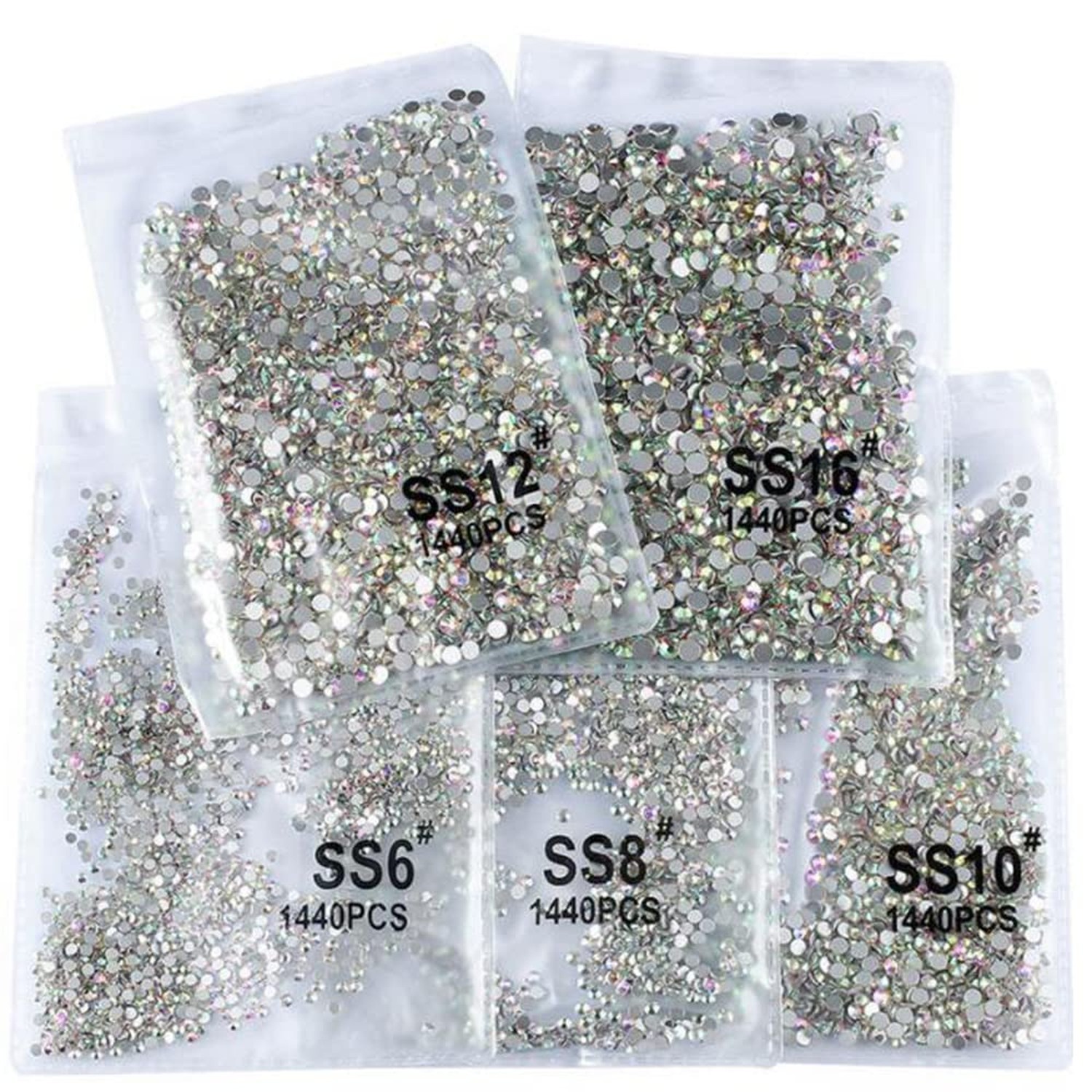 Rhinestones 1440pcs SS20 Glass Nail Art Crystal Clear White Flatback Gemstone…