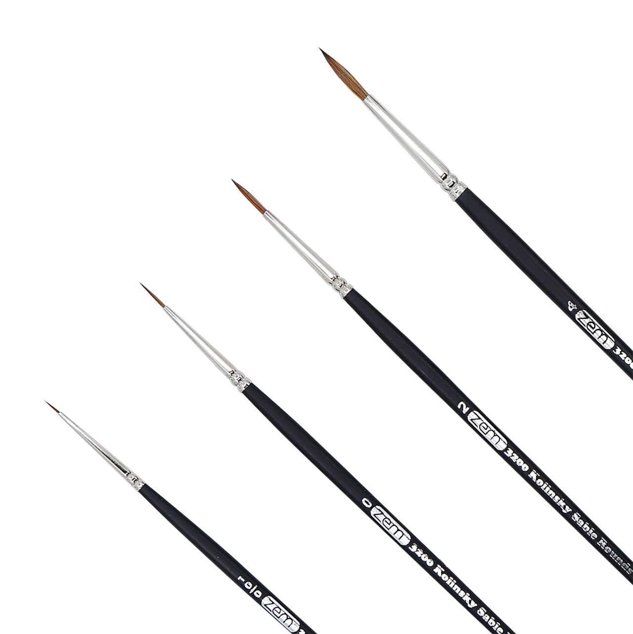 AS-84 Kolinsky Pure Sable Detail Artist Paint Brush Rounds Set 4 pcs
