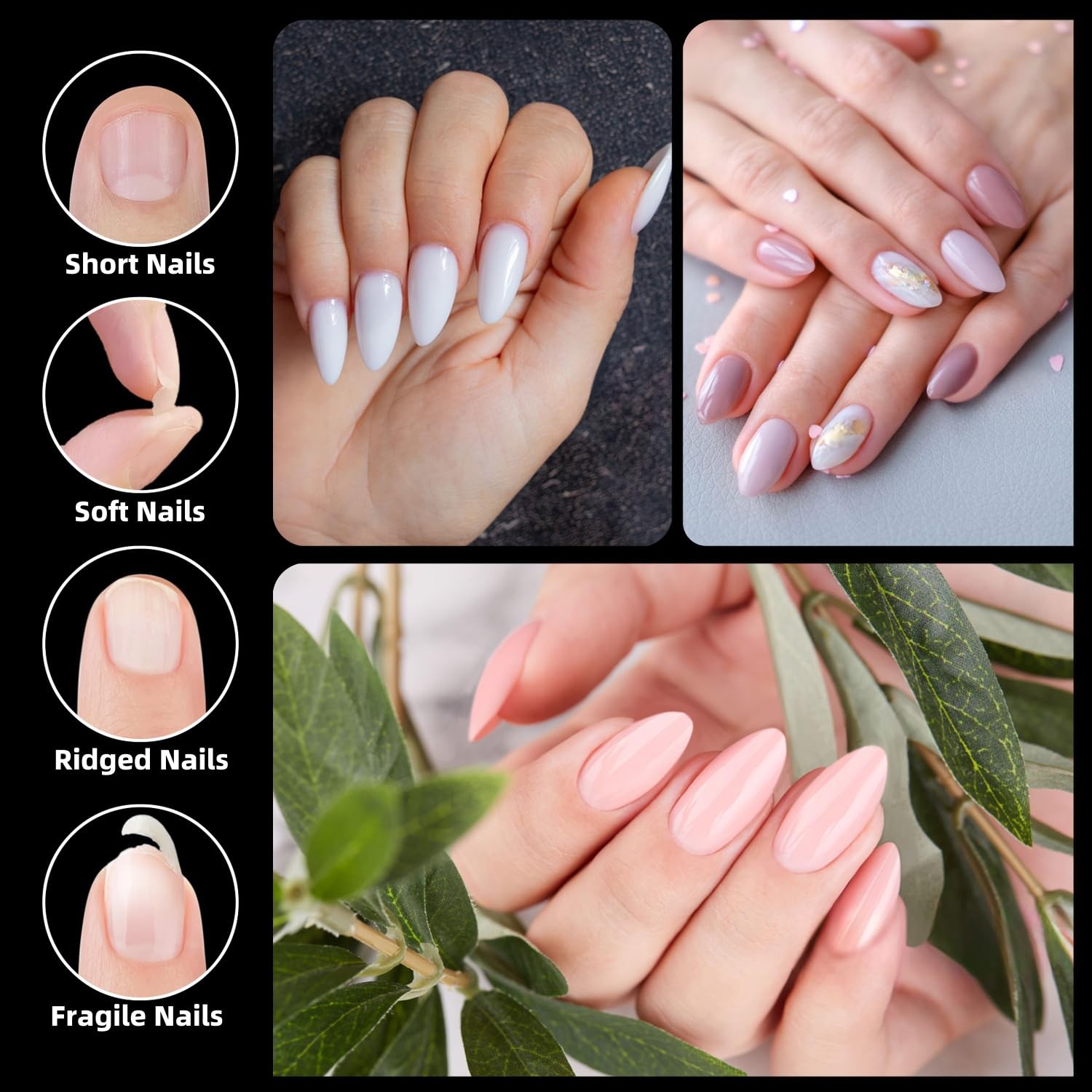 Short Almond Nail Tips, Short Nail Tips 300Pcs 15Size Pre Etched Press On Nai…