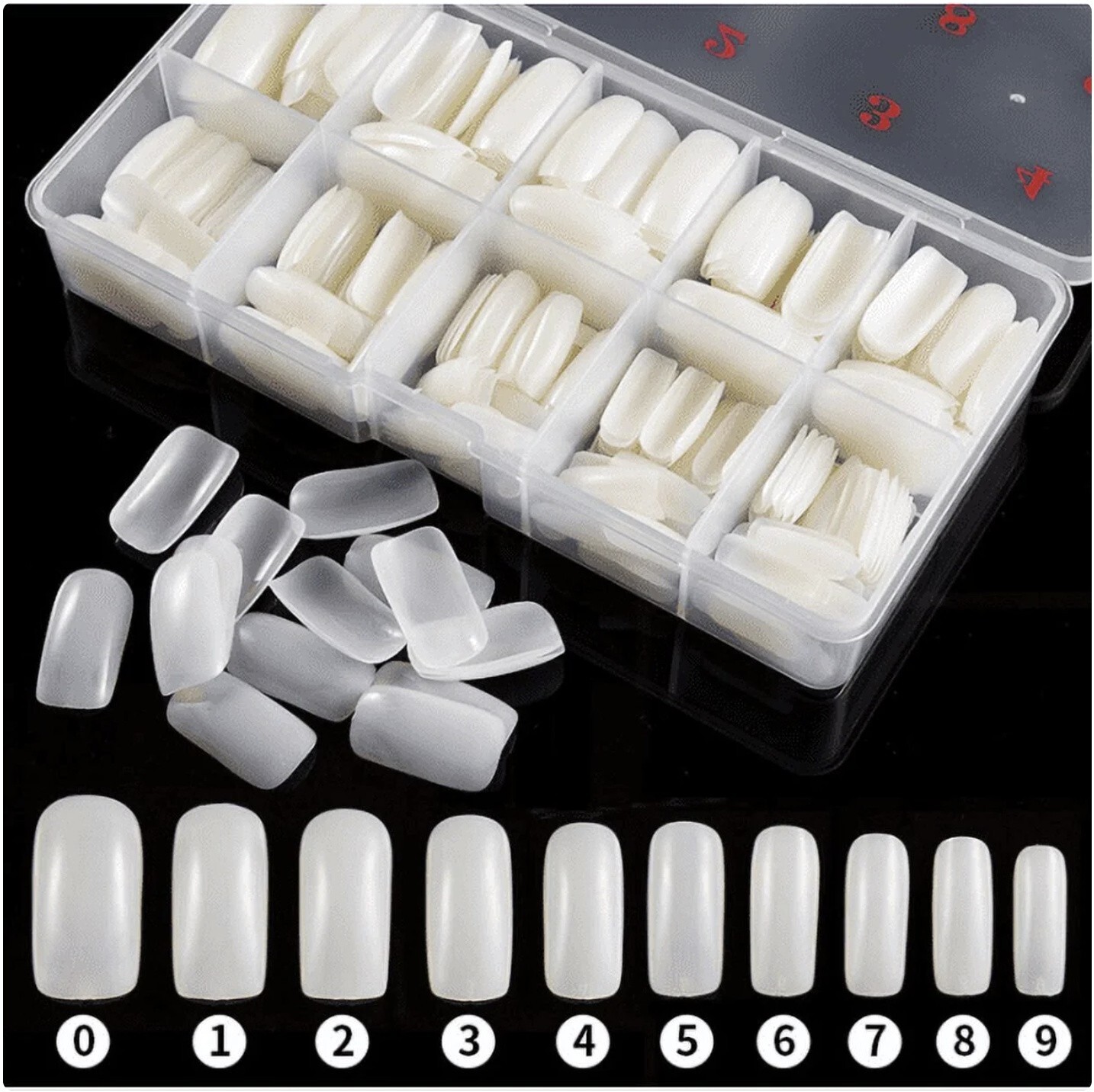 1000pcs Full Cover French Nail Tips Natural Acrylic False Nails Set – White