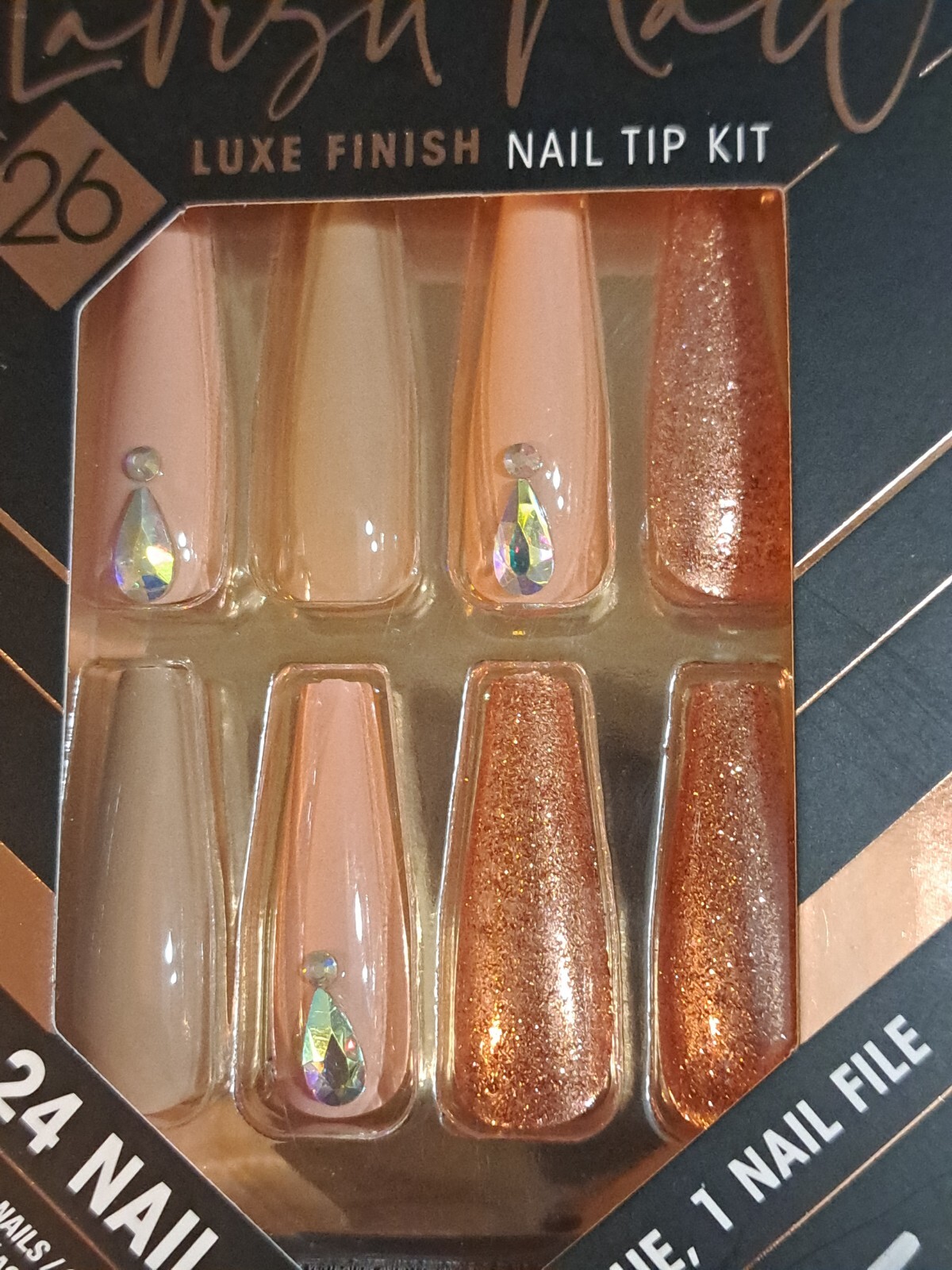 NOS L.A. Colors Glue on Coffin Shaped Shiny Dusty Rose LONG LENGTH (B17)
