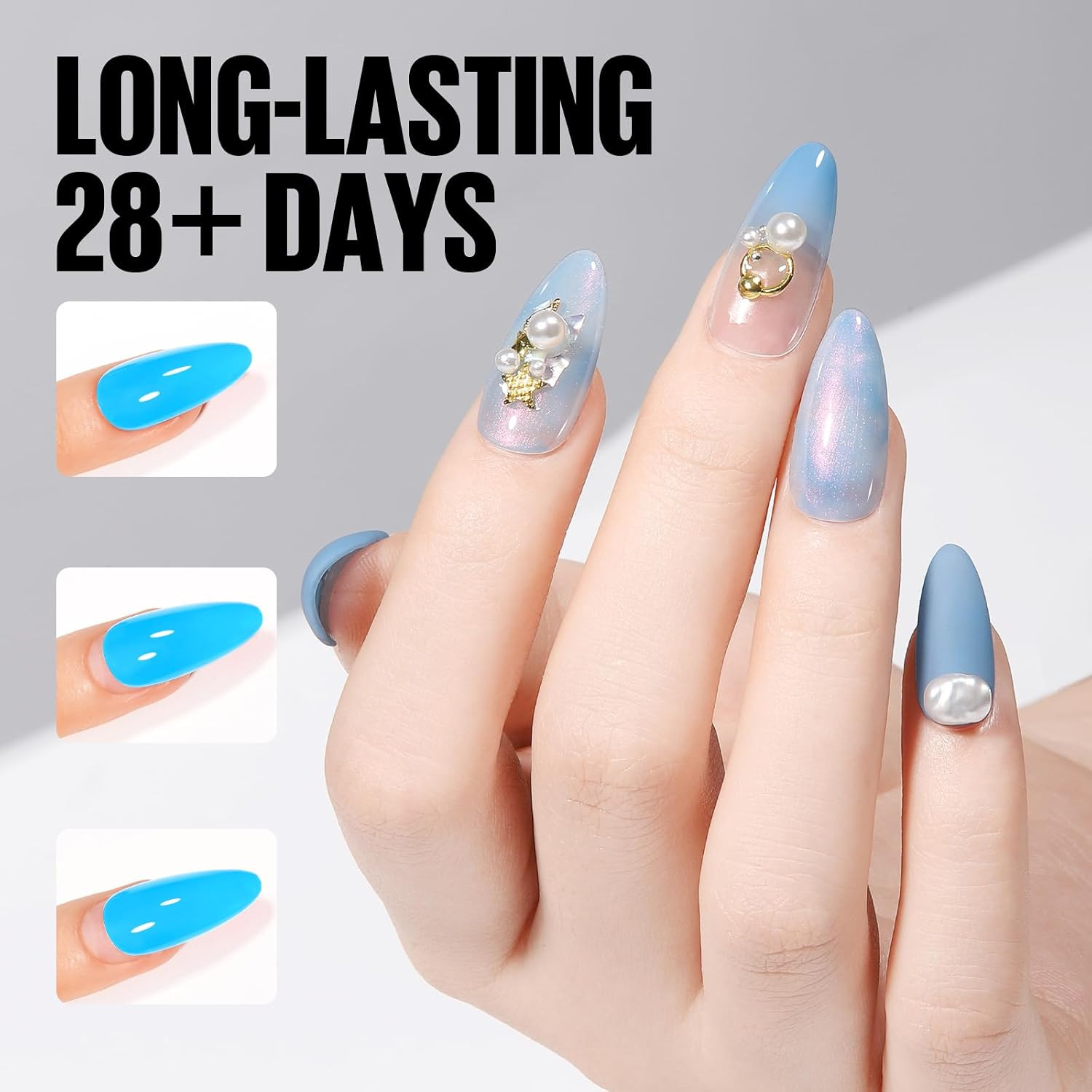 6 in 1 Nail Glue for Press Ons 8Ml Strong Brush on Gel Nail Glue for Nail Tips L