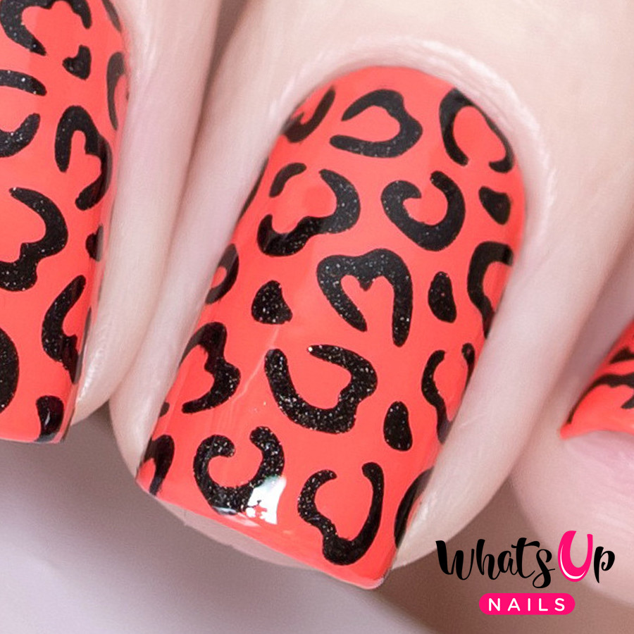 Whats Up Nails Cheetah Hearts Stencils for Nails, Valentine’s Day Nail Stickers