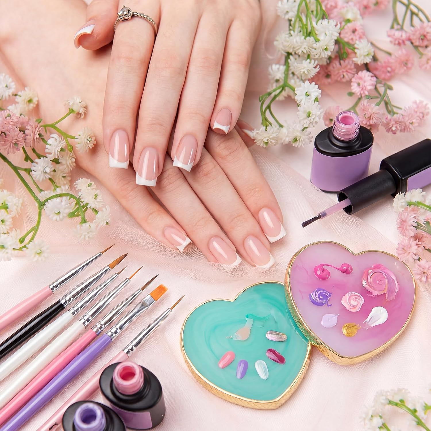 2 Pcs Resin Nail Art Palette, Nail Art Painting Nails Polish Palette Gel