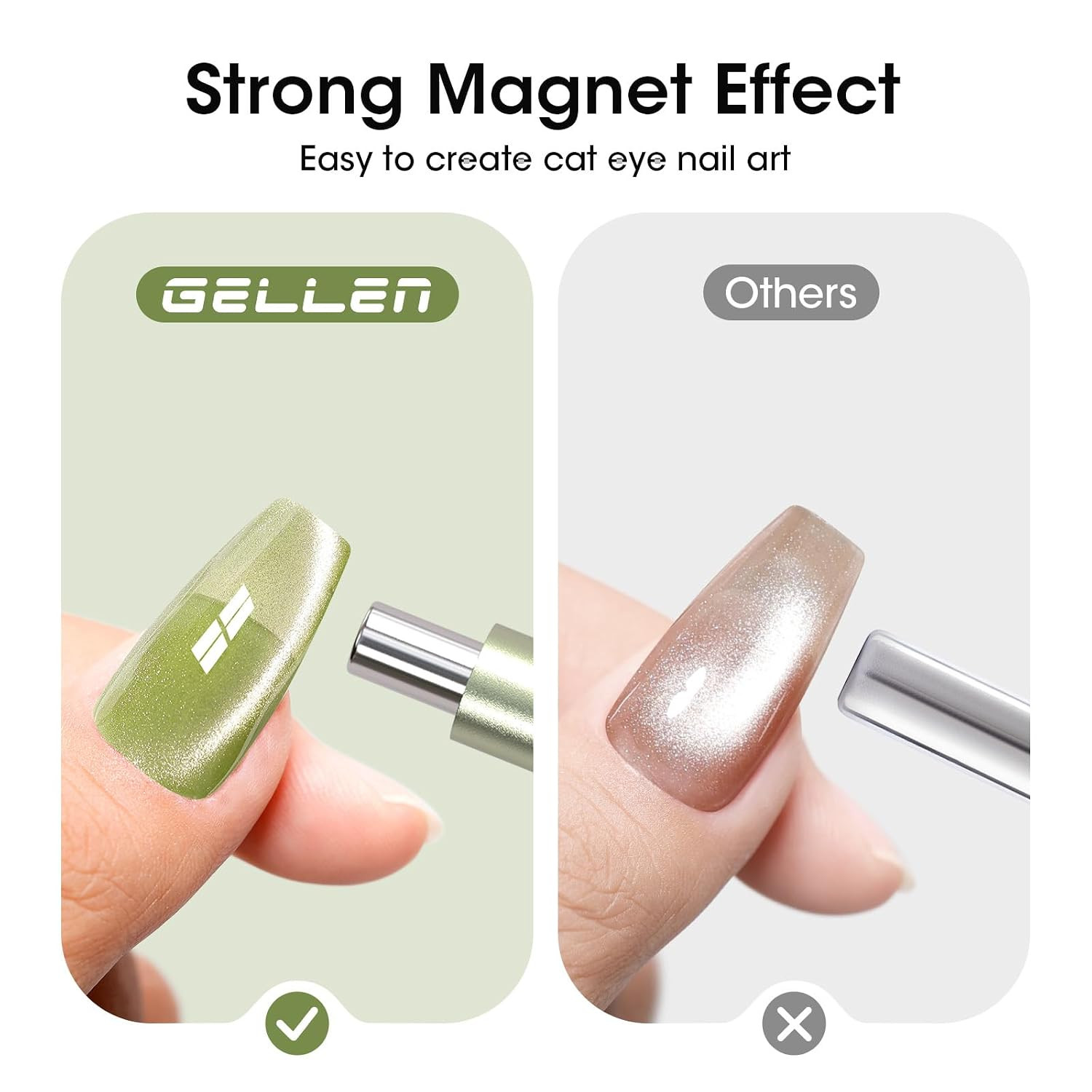 Green Double-Ended Cateye Magnet for Nails – Dual Cat Eye Nail Magnet Tool with