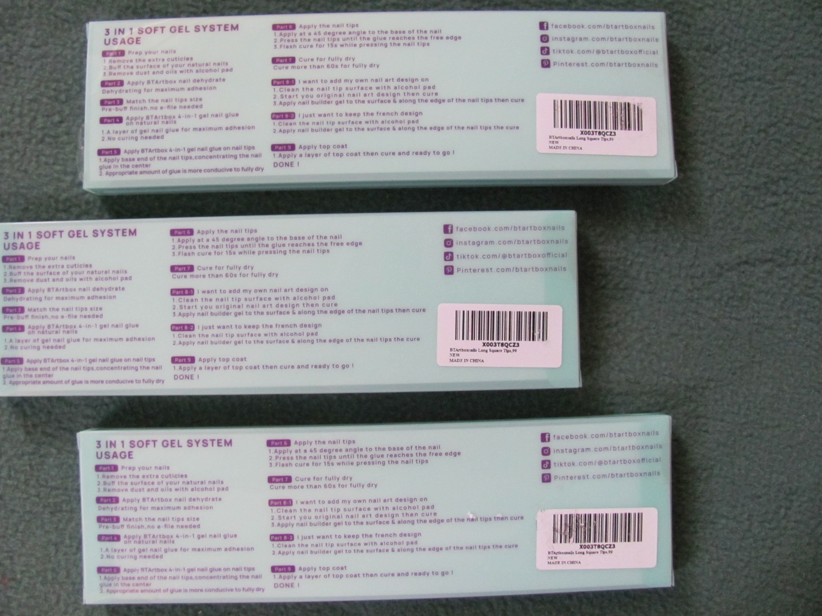 3 New X-Coat Tips Kit 150 Piece 15 Sizes 3 IN 1 Soft Gel Soak Off BTARTBOXNAILS