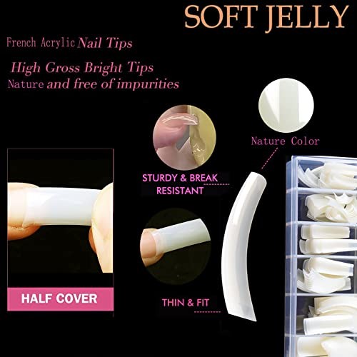 Natural French Nail Tips 500pcs Acrylic Fake Nails Coffin Square Nails Tips