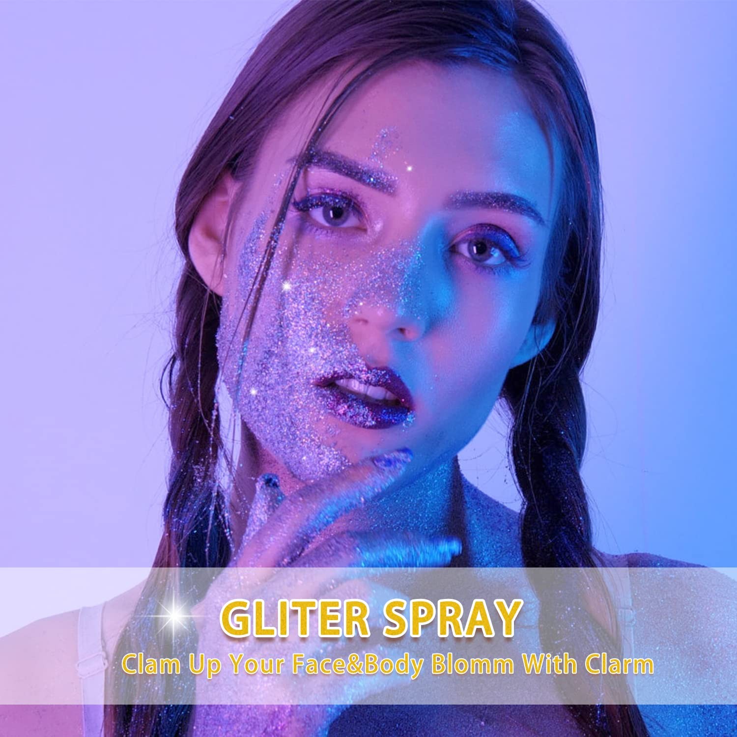 Etercycle Silver Body Glitter Spray, Shimmering Spray Powder Sparkle