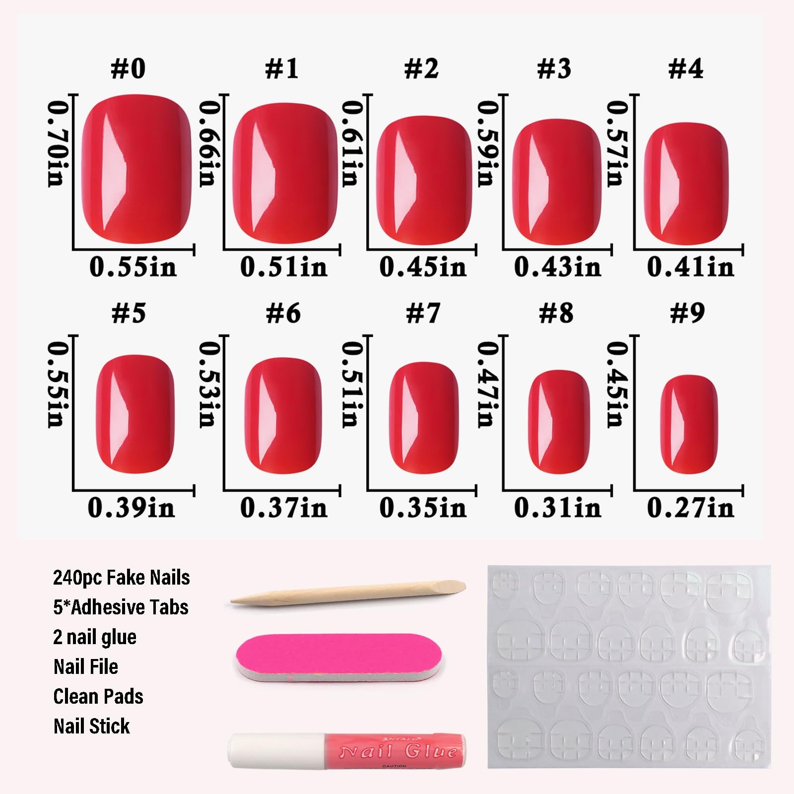 240pcs Press on Nails Short Square Fake Nails Glossy Full Cover Acrylic Artif…