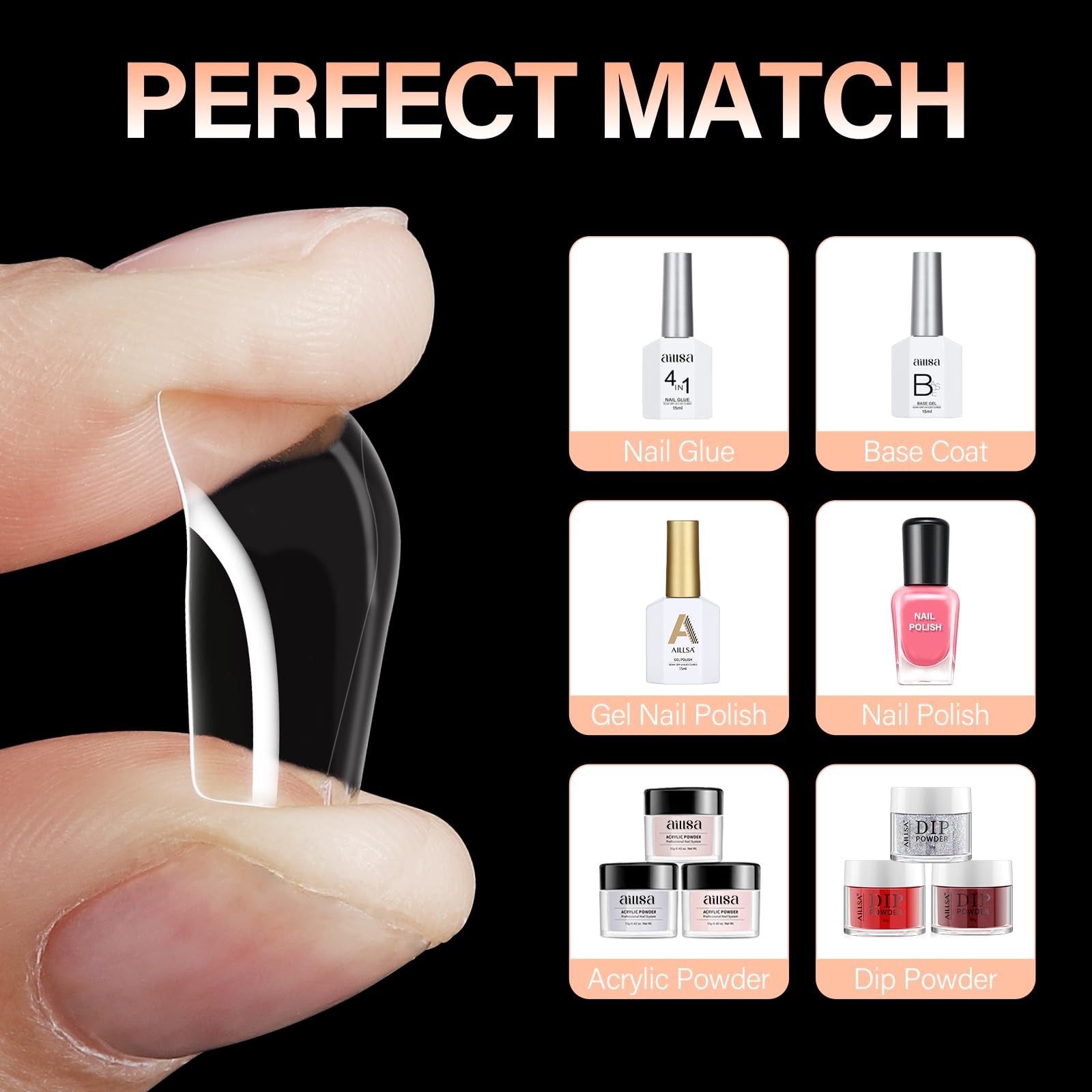 Short Square Nails Clear Gel Nail Tips False Full Cover Soft 216pcs–square