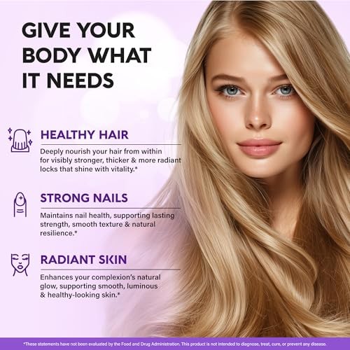 Biotin 10000mcg Supplement for Hair, Skin & Nails – Pharmaceutical Grade, Made