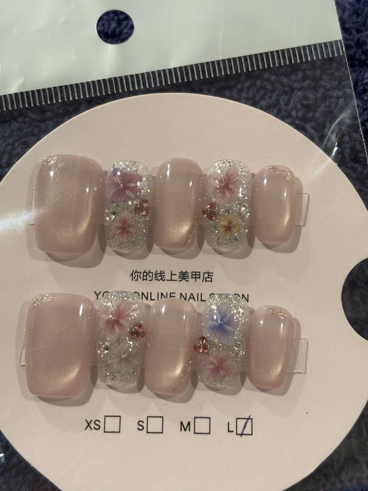 Press-On Nails Medium Length COFFIN. Size Large. 20 Pair