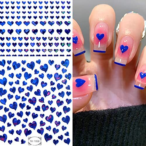 6 Sheets Heart Nail Art Stickers, Valentine’s Day Nail Decals 3D Self Design 20