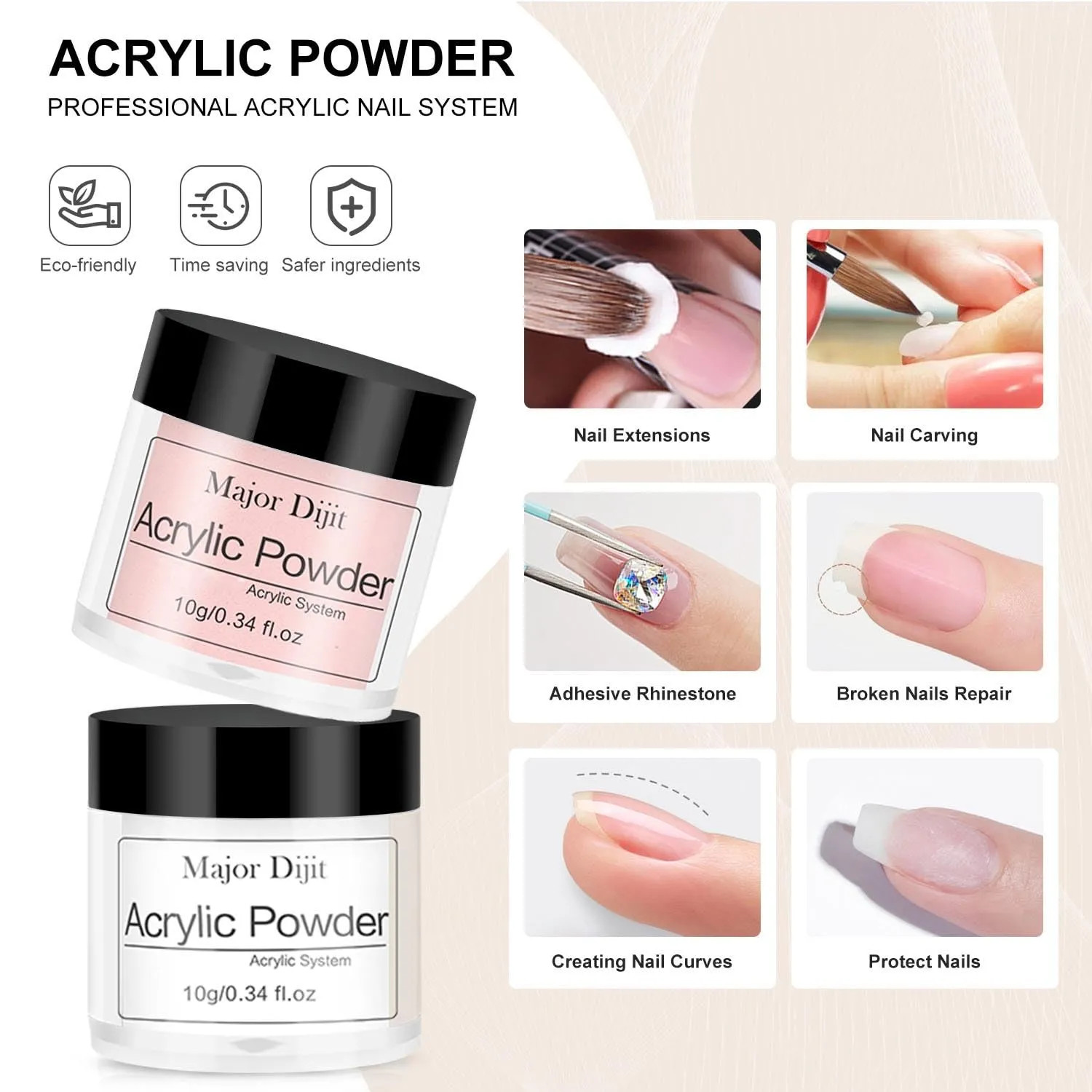 Acrylic Nail Kit Starter Set With UV Lamp Drill Powder Glitter Tools For Home