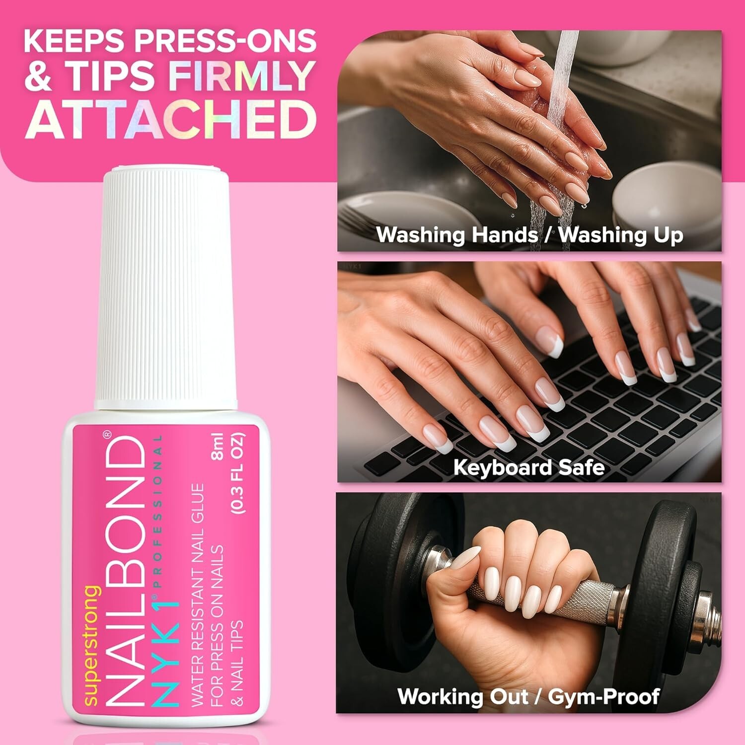 Maximum Strength Nail Glue 8ml – Super Strong Brush On for Press Ons & Acrylics