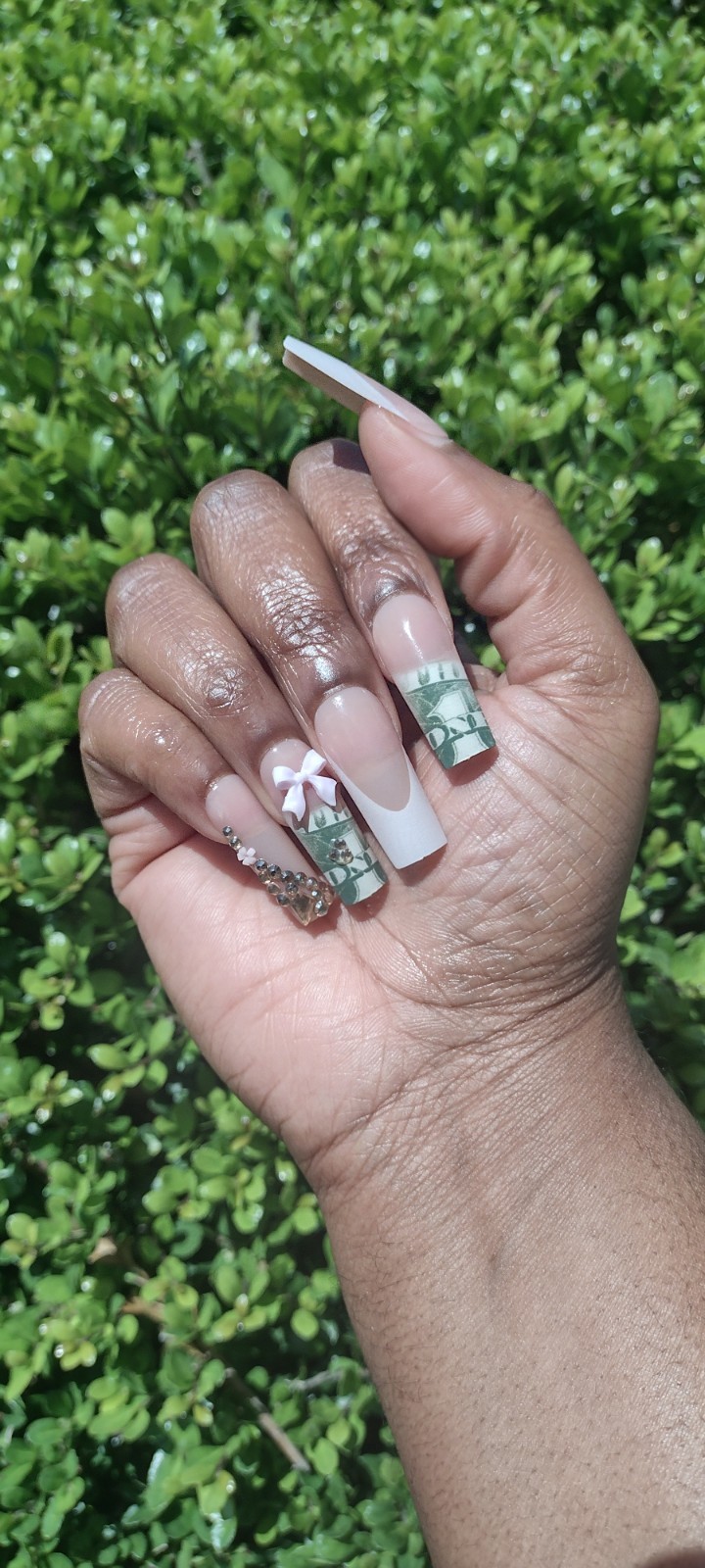 Money Bling & Bows Press On Nails Glue Included
