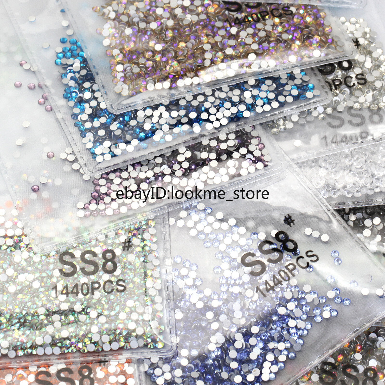 1440pc 2.5mm (ss8) Crystal Glass Rhinestones Flatback Gems Nail Art Crafts Decor
