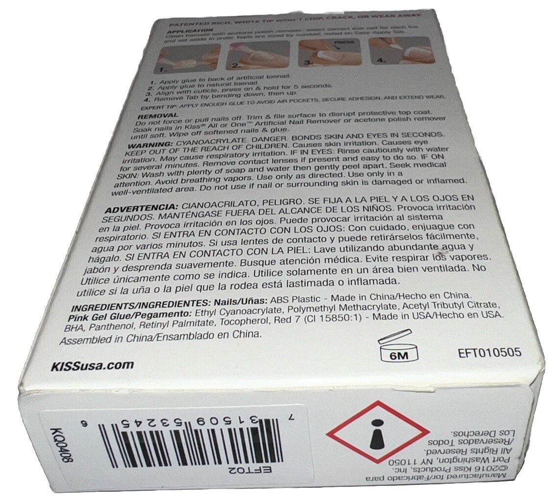 KISS Everlasting French/Natural Toe Nails #53245 (New See Description & Photos)