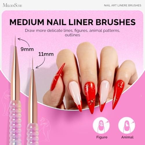 5pcs Nail Art Liner Brushes Set Synthetic Fiber Gel Polish Painting Pen Holder