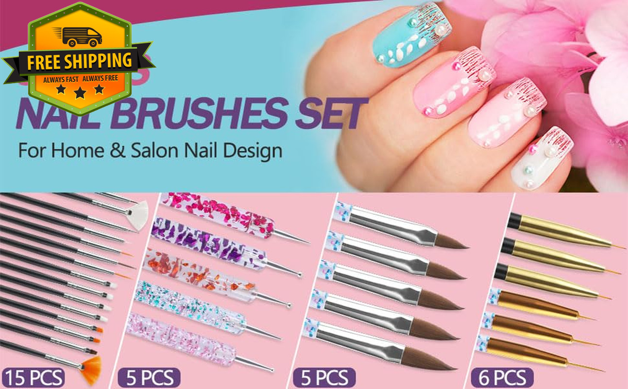 35PCS Nail Art Brush Set Dotting Tools Striping Pens Dust Brush For DIY Design