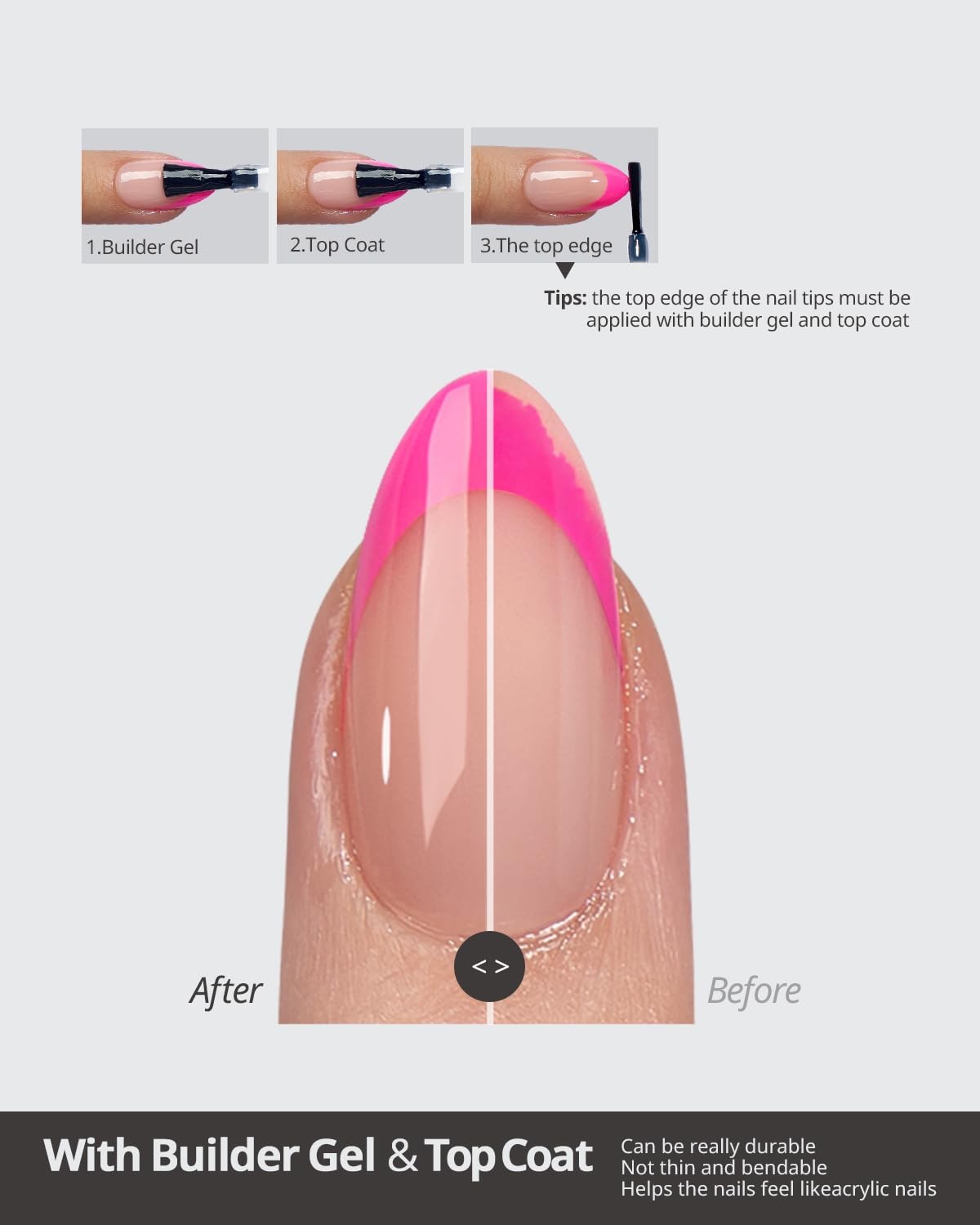 BTArtboxnails XCOATTIPS Peach French Press On Nails, L Coffin