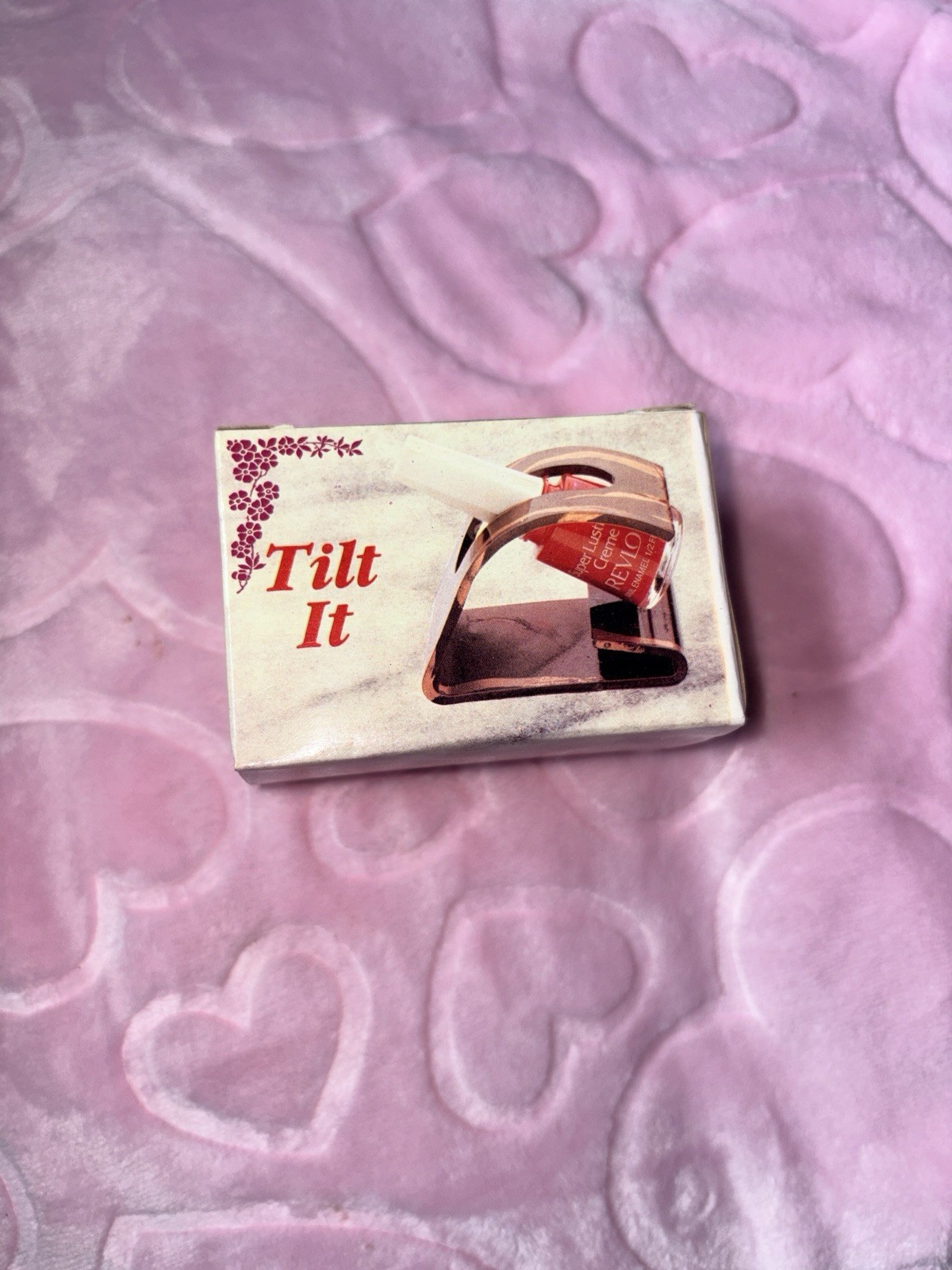 Tilt It 1980 Vintage Fingernail Polish Holder Brown Plastic Made in Hong Kong