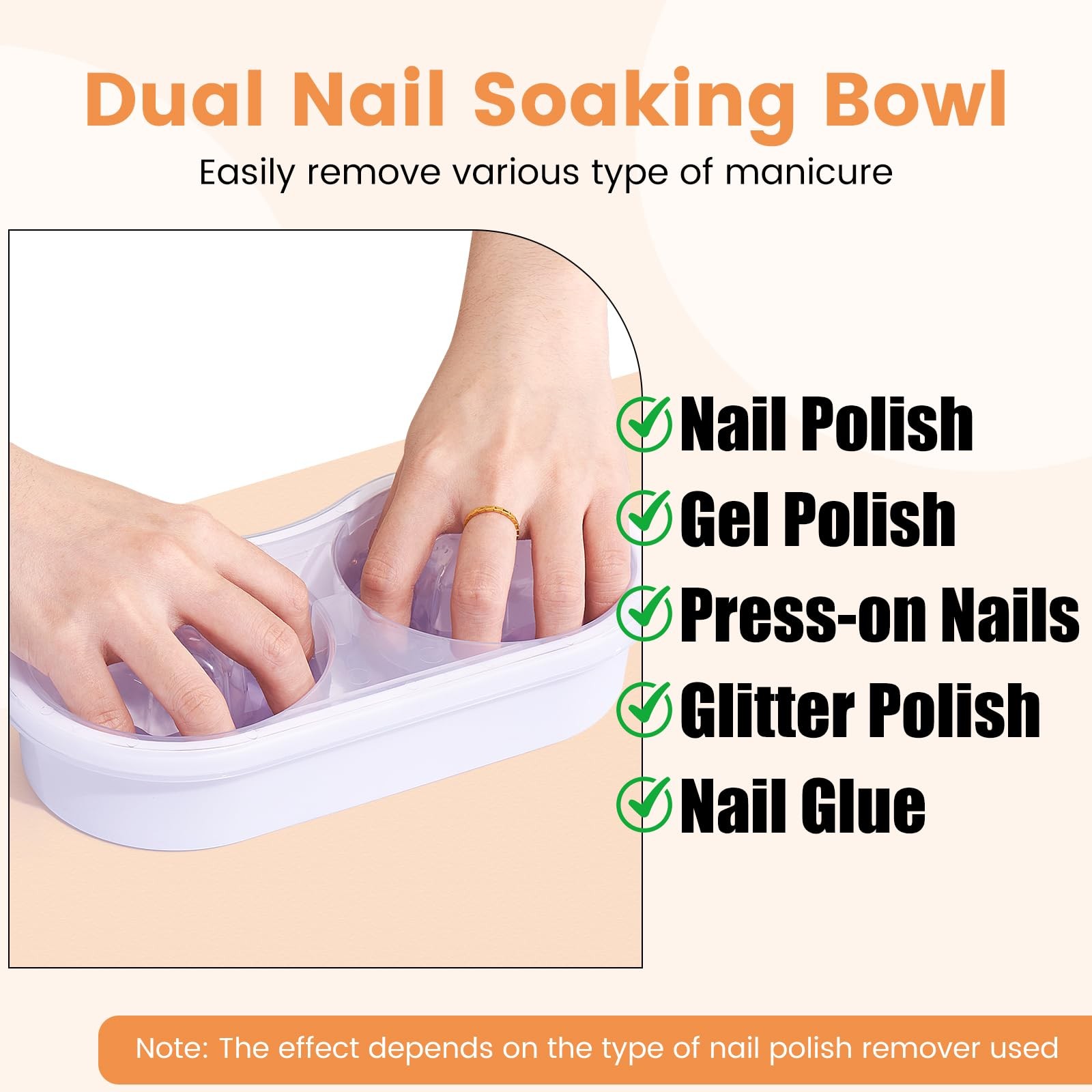 Dual Nail Soaking Bowl Acetone Proof: Soak Off Gel D2-White for most hands