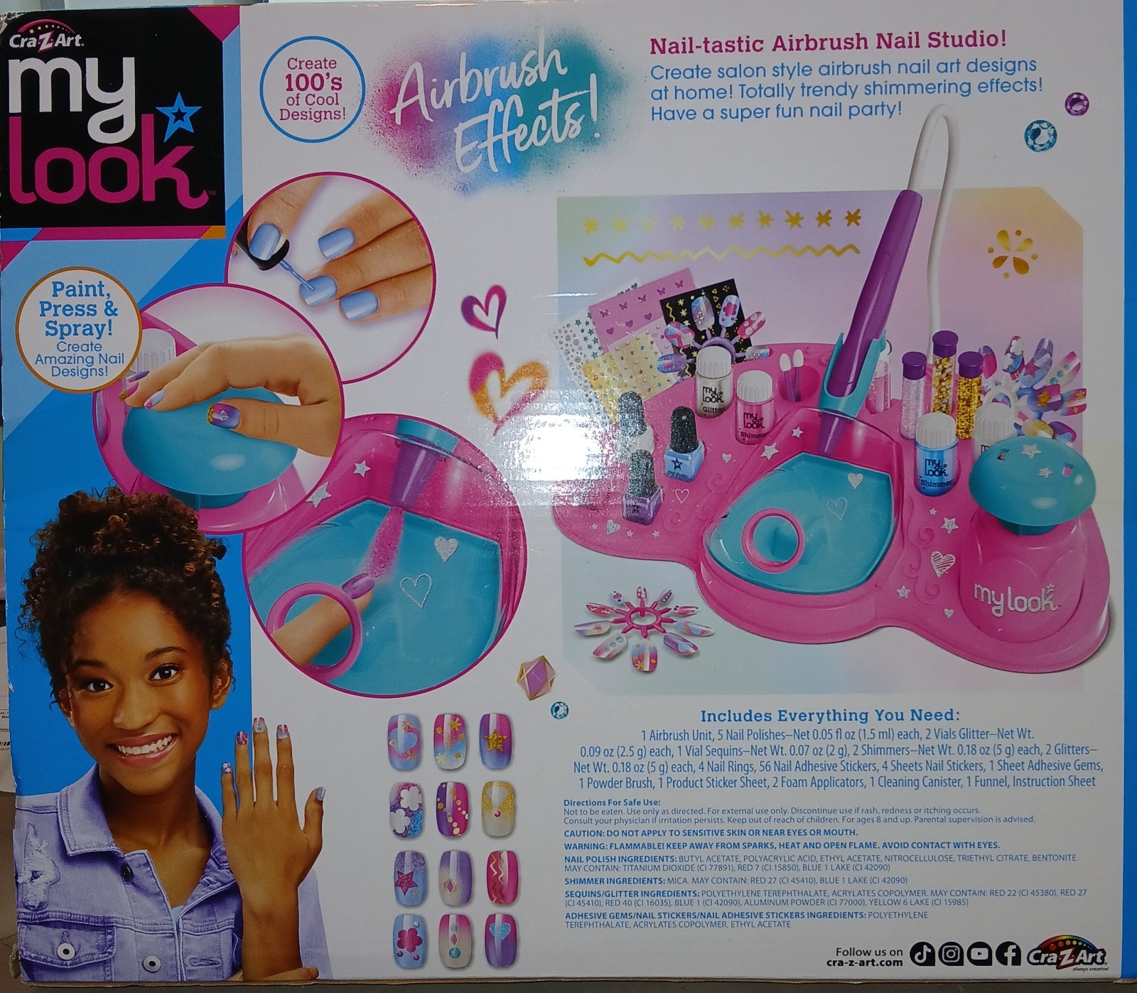 Crazart Glitter & Shimmer Designer Nail Art Kit All in One Airbrush Nail Studio